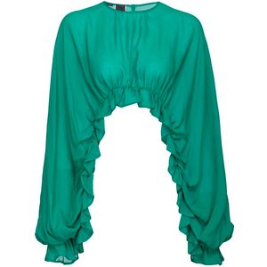 Viscose satin top with ruffles