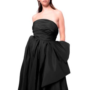 Long black taffeta dress