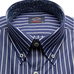 Navy blue striped shirt with pocket