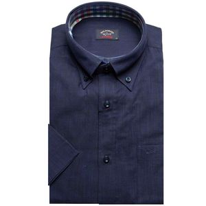 Navy blue shirt with short sleeves with pocket