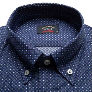 Navy blue patterned shirt in cotton