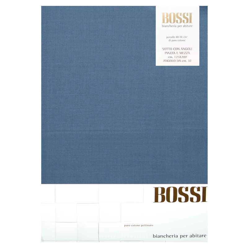 Bossi - Lenzuolo di sotto 1,5p 125x200 con angoli azzurro 3676 su