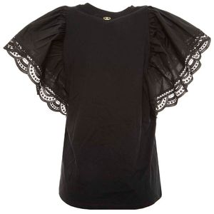 T-shirt with wide sleeves and lace edges