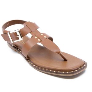 Brown leather sandal with studs
