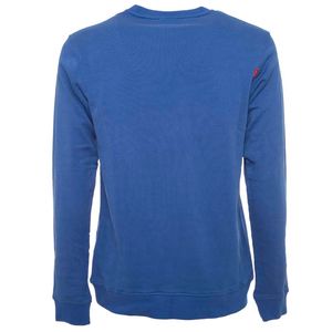 Blue sweatshirt with colorful embroidered logo