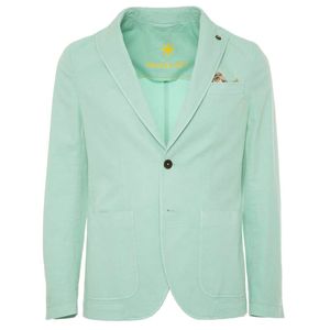 Water green slim fit jacket in cotton and linen