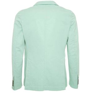 Water green slim fit jacket in cotton and linen