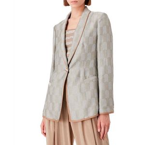 Linen and silk jacquard jacket