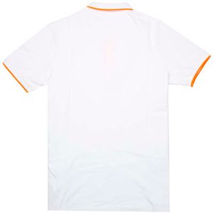 White polo shirt with fluo orange logo