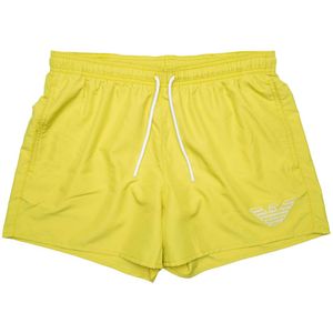 Solid color swim trunks with embroidered eagle