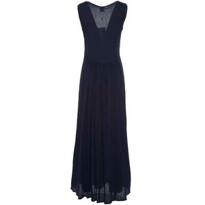 Long navy blue dress with Volante tassels