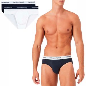 Set of 2 men's cotton briefs with logoed band