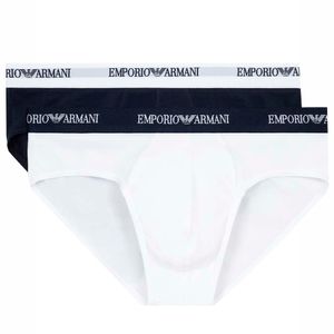 Set of 2 men's cotton briefs with logoed band