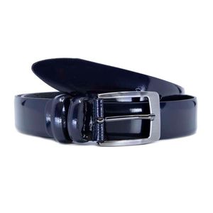Navy blue belt in shiny leather