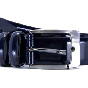 Navy blue belt in shiny leather