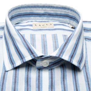 Tailor fit striped cotton and linen shirt
