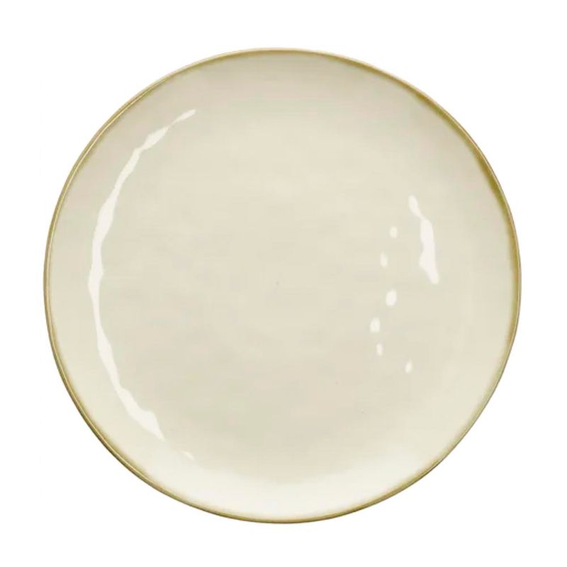 HEGA Vaso Rotondo Avorio Con Piatto, Diametro 21 Cm, Modello M12 RJ10, Ceramica Elegante Per Fiori O Arredamento - 3