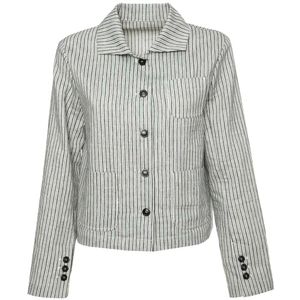 Short striped jacket in linen and cotton