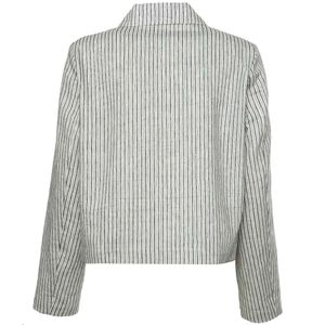 Short striped jacket in linen and cotton