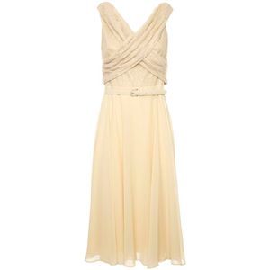 Beige dress with lace bodice