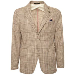 Single-breasted beige checked jacket