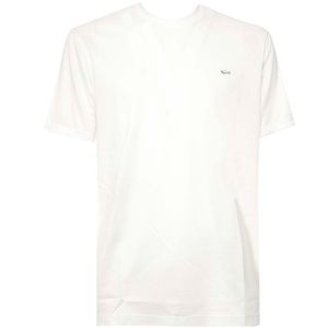 T-Shirt bianca in raso di cotone con squaletto