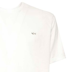 T-Shirt bianca in raso di cotone con squaletto