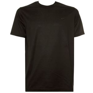 T-Shirt nera in raso di cotone con squaletto
