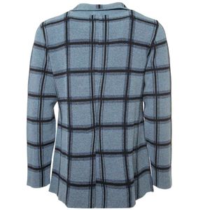 Blue checked knit cardigan