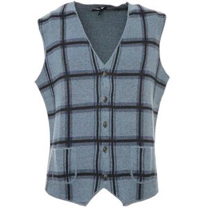 Blue checked knit vest
