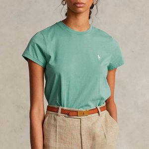 T-Shirt verde in jersey con pony