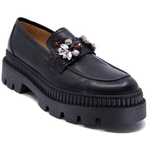 Aly black leather moccasin
