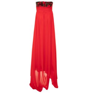 Red cocktail dress with lace