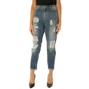 Jeans a vita alta con abrasioni