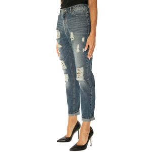 Jeans a vita alta con abrasioni