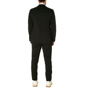 Black virgin wool suit with satin lapel