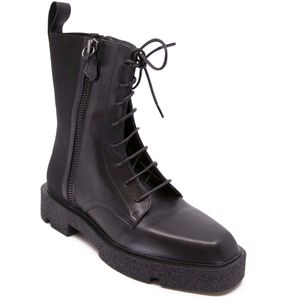 Combat boot with double zip and laces