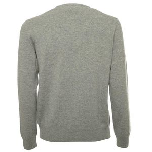 Maglione grigio chiaro in lana con pony