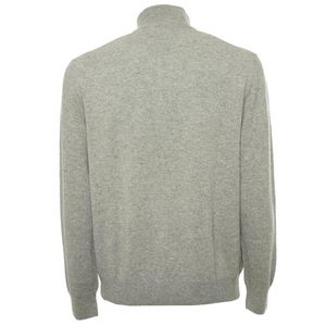 Maglione grigio in lana con mezza zip e pony
