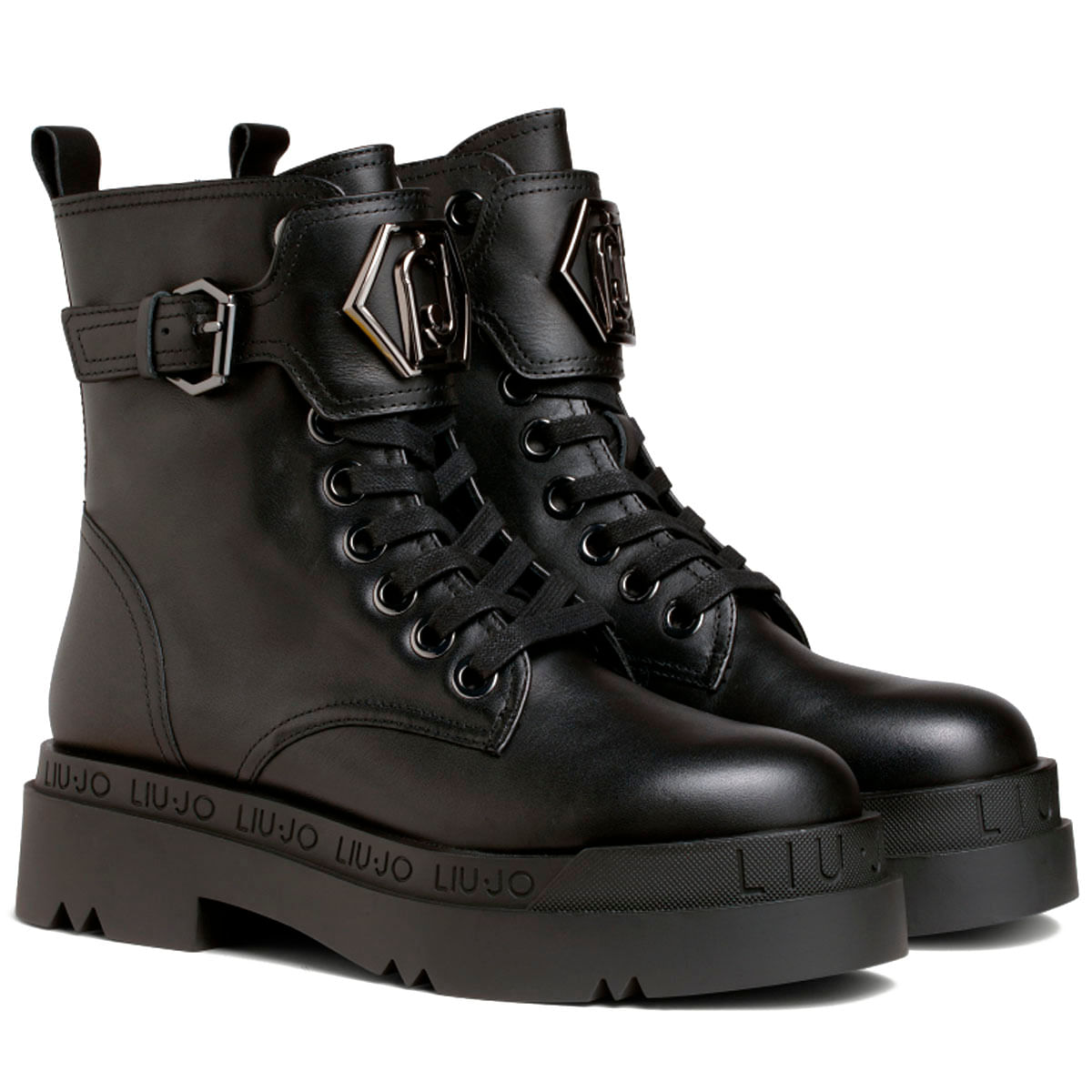 Liu-Jo - Black platform boots in real leather on Arteni