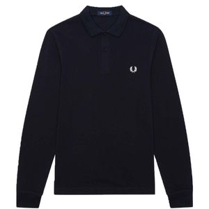 Solid color polo shirt with long sleeves